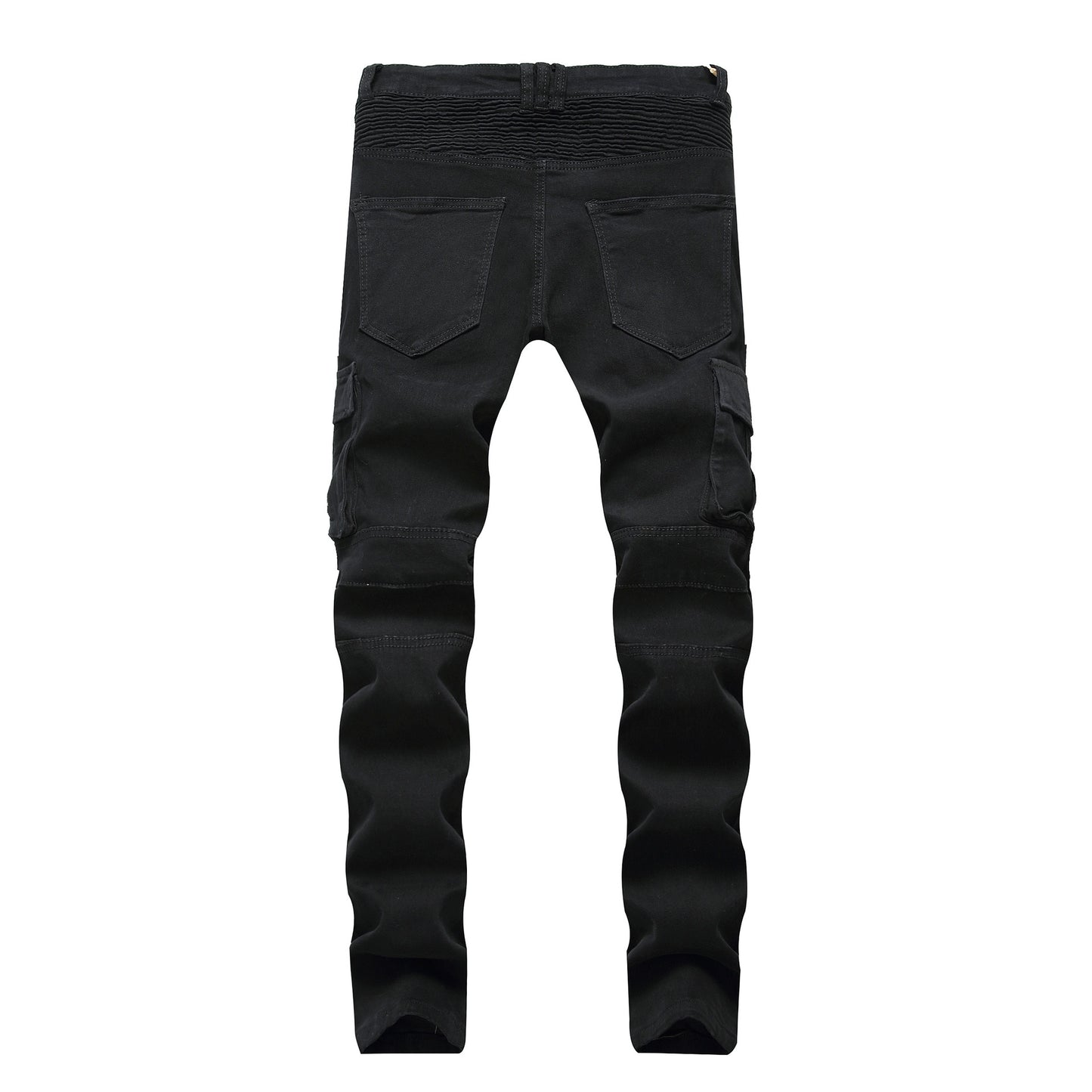 Trade Classic Retro Jeans Men Straight Slim Zipper Decoration Light Fold Skinny Denim Pants Fashion Stretch Hip Hop Jogger Jeans