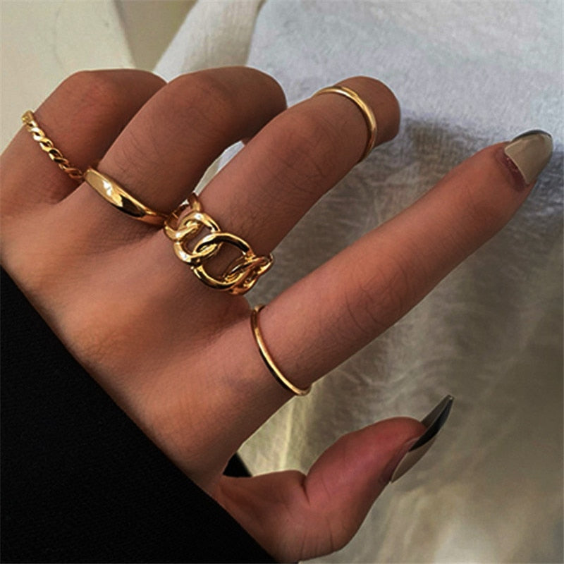 Boho Gold 22pcs Heart Rings Set For Women Vintage Geometric Cross Pearl Butterfly Finger Rings Women's 2022 Trendy Jewelry Gift