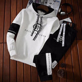 Men's Letter Printed Tracksuit Hooded Sweatshirt Sets Hip Hop Joggers Pullover Hoodies +Trouser Man Tops High Quality Streetwear