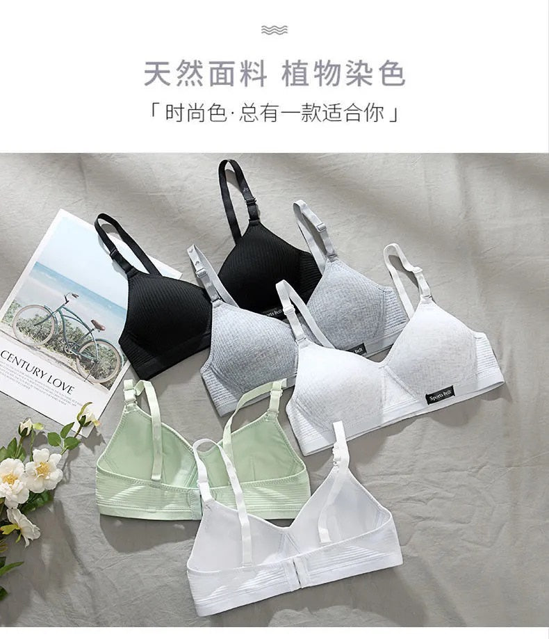 Cotton Underwear Women AB Cup Bra Wireless Gathered Comfort V Brassiere Push Up Lingerie Bralette For Women Seamleass Bras