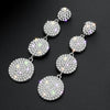 Exknl 2021 Four Round Full Rhinestone Drop Earrings for Women Big Party Long Tassel Crystal Earrings Weddings Engagement Jewelry
