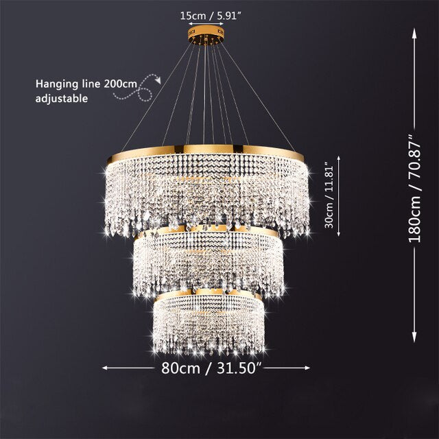 Modern Luster Pendant Light Crystal Chandelier Luxury Lamps For Living Dining Room Circle Hanging Lamp Home Decor LED Fixture