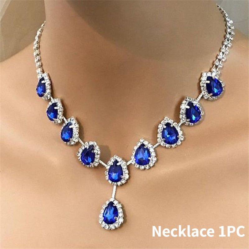 Fashionable Temperament Red Crystal Necklace Bride Wedding High-end Shiny Accessories European and American New Luxury Jewelry