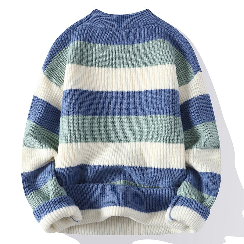 High End Men's Winter Sweater Pullover Clothing Korean Classic Multicolor stripe New O Neck Anti-pilling Handsome Casual 2022