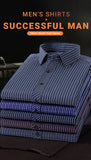 Plus Size Mans Cotton Shirts Hight Quality Business Casual Shirt Slim Fit Long-Sleeve Striped Chemise Male Formal Office Dress