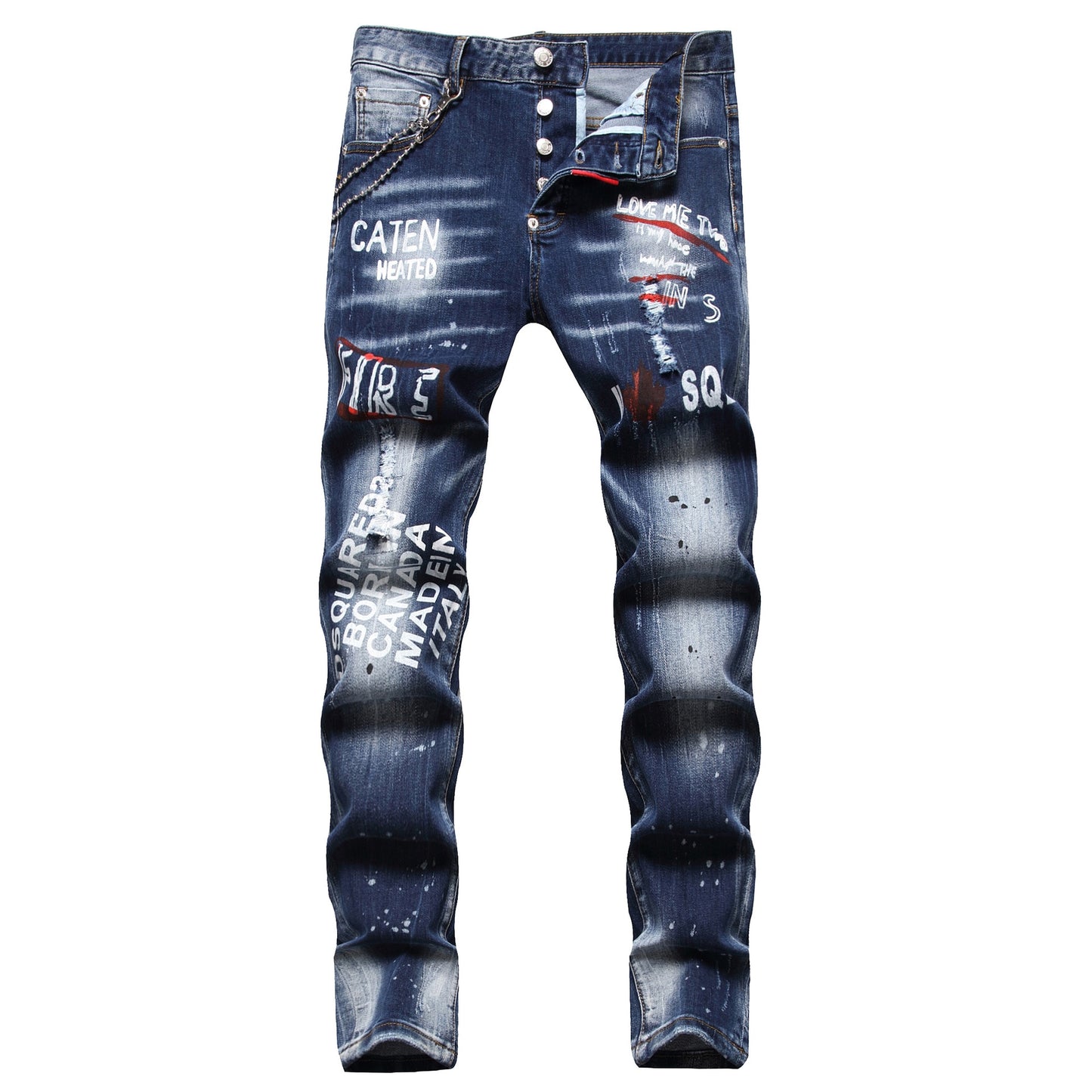 Men Skinny Ripped Denim Jeans Luxury Brand Dsq2 Street Wear Long Jeans Holes High Quality Male Stretch Fit Casual Denim Trousers