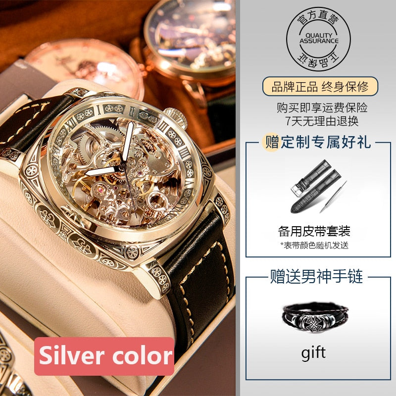 Authentic Brand Carved Watches Fully Automatic men watches Hollowed Fashion Mechanical Watches luxury MAN WATCH Reloj Hombre