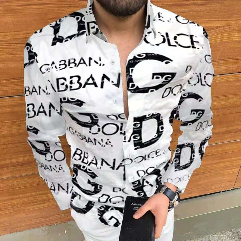 2022 Fashion New Brand Long Sleeve Shirts Social Men Printed Slim Fit Casual Shirts Plus Size 3xl High Quality Mens Clothing Top