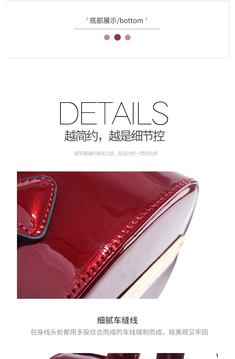 New Luxury Patent Leather Women'S Bags Europe Diamond Ladies Handbags Bright Shoulder Bag Famous Brand Ladies Wedding Party Bags