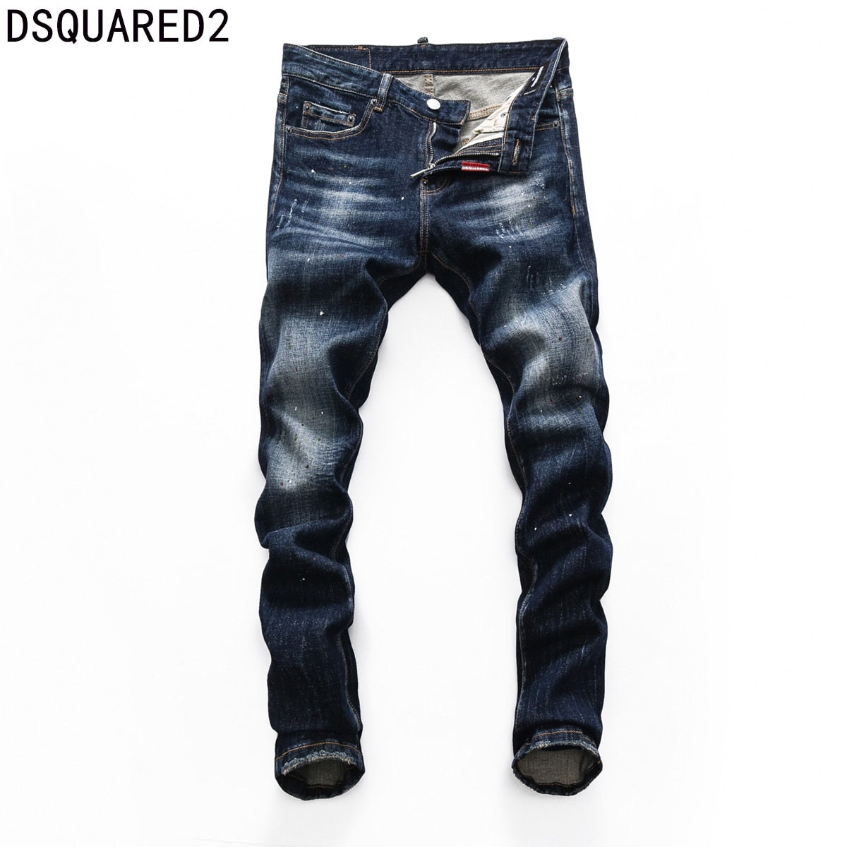 Dsquared2 jeans original quality dsq2 brand mens jeans Men straight denim trousers zipper Slim blue hole elastic jeans men