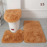 30Styles 3Pcs Plush Toilet Lid Cover Mat Set Anti Slip Anti-static Soft Bathroom Shower Carpets Wear-resistant Floor Rugs