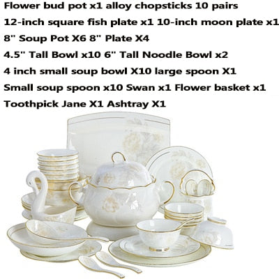 Dinning Table Plate Sets Food Ceramic Luxury Salad Porcelain Plates Dinner Sets Serving Aparelho De Jantar Dinnerware