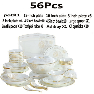 Dinning Table Plate Sets Food Ceramic Luxury Salad Porcelain Plates Dinner Sets Serving Aparelho De Jantar Dinnerware