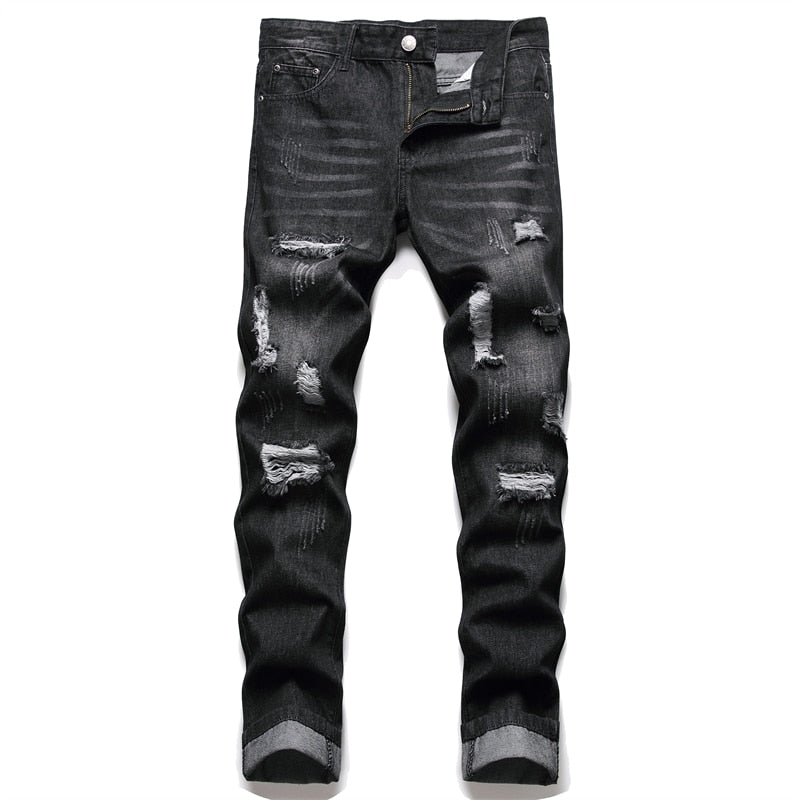 2022 Autumn New Fashion Retro Hole Jeans Men Pants Cotton Denim Trouser Male Plus Size High Quality Jeans