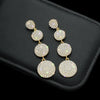 Exknl 2021 Four Round Full Rhinestone Drop Earrings for Women Big Party Long Tassel Crystal Earrings Weddings Engagement Jewelry