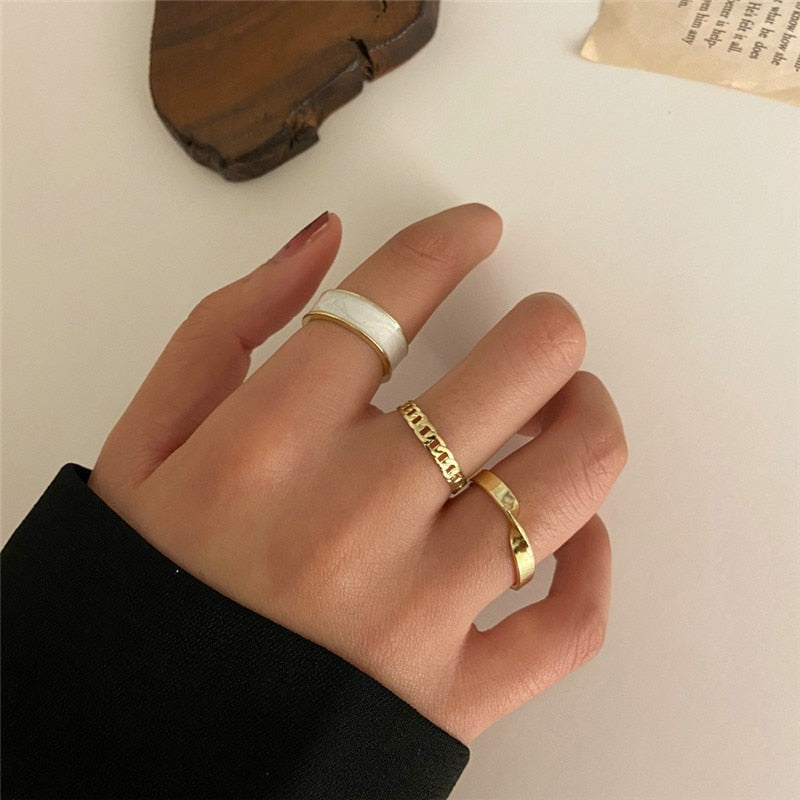 Boho Gold 22pcs Heart Rings Set For Women Vintage Geometric Cross Pearl Butterfly Finger Rings Women's 2022 Trendy Jewelry Gift