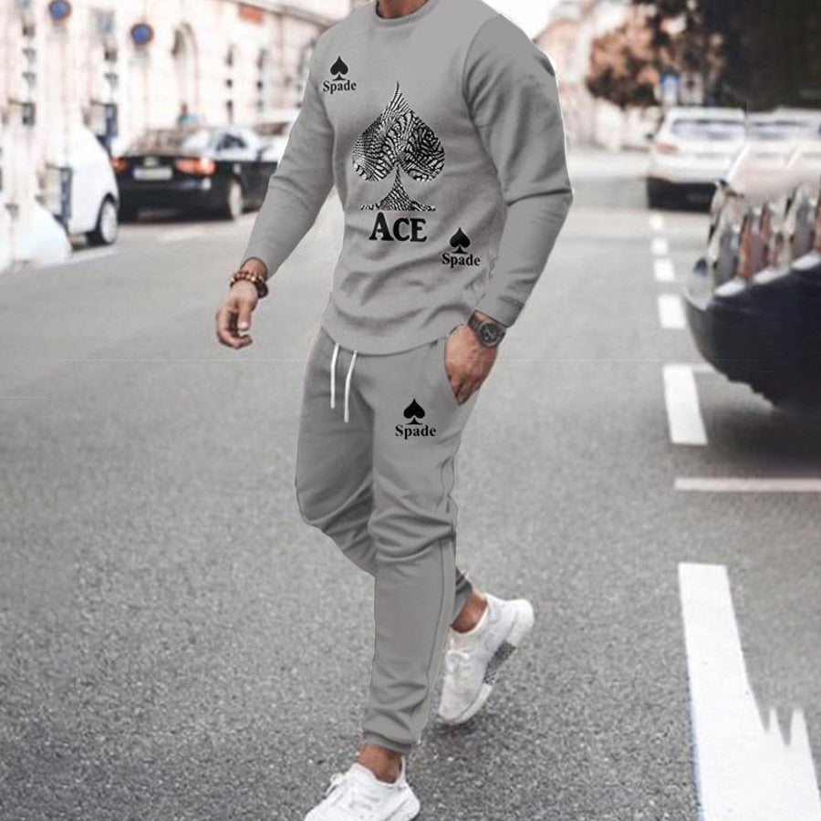 The Lion King Men's Set Casual Sportswear Running Suit Men Long-sleeved Autumn T-shirt+Sports Tracksuit 2-Piece Plus Size Set