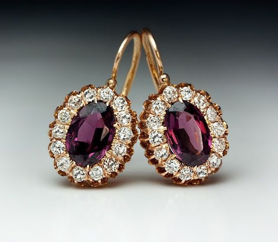 2022 New Purple Gemstone Oval Earrings European and American Diamond High-end Luxury Fashion Personality Earrings