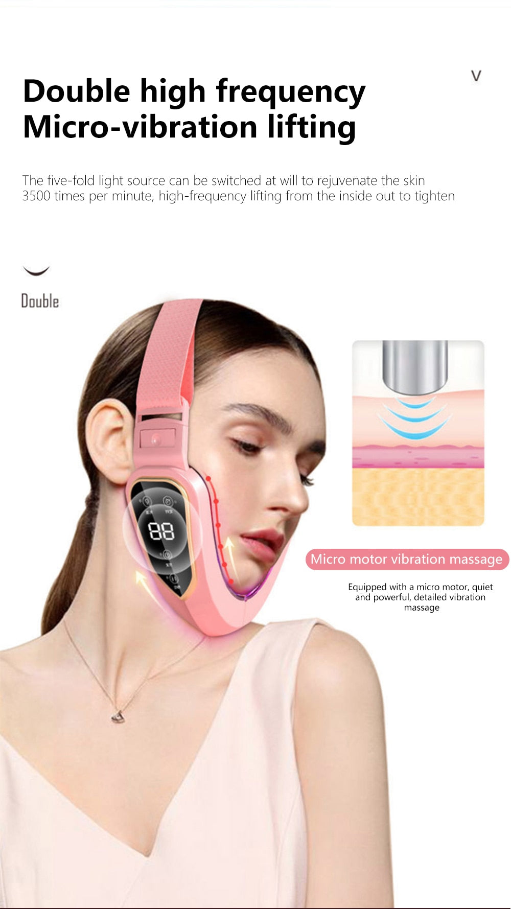 Facial Lifting Device LED Photon Therapy Facial Slimming Vibration Massager Double Chin V Face Shaped Cheek Lift Belt Machine