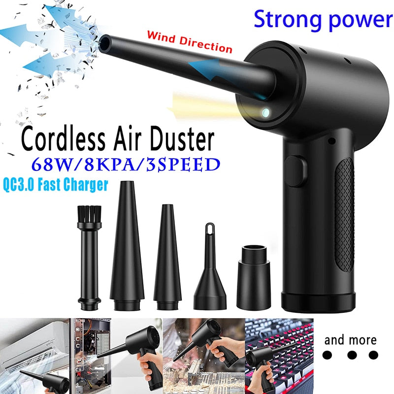 Compressed Air Duster For Computer Keyboard 51000 RPM USB Charging Mini Electric Cordless PC Car Cleaner Wireless Air Blower