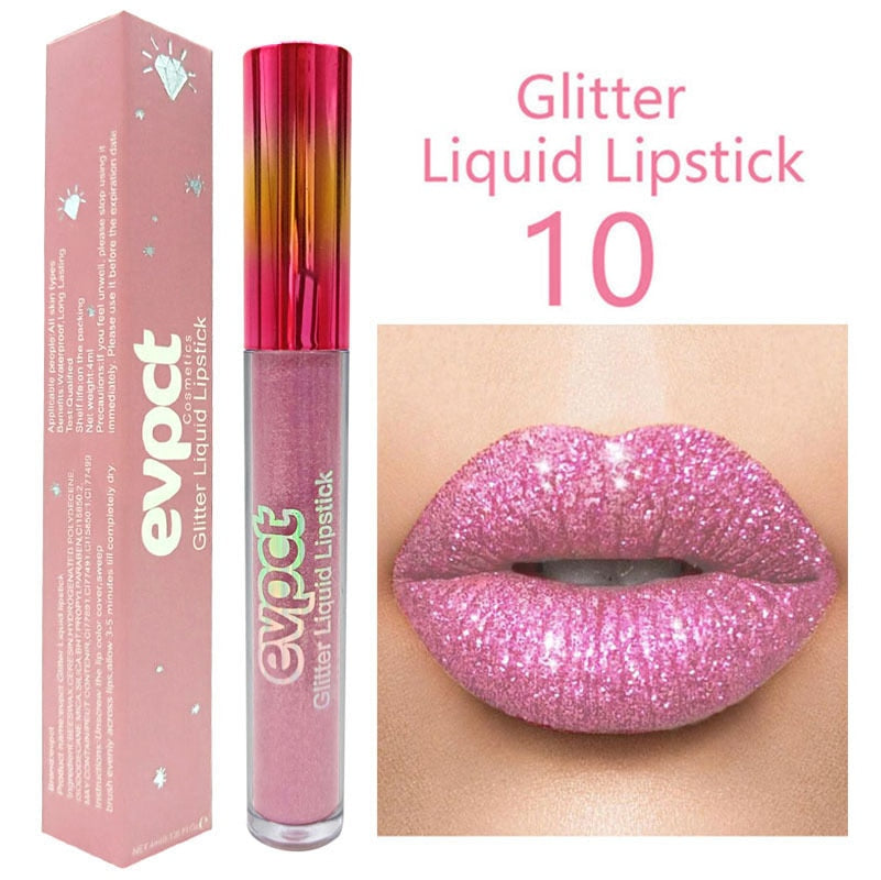 15 Colors Sexy Shimmer Diamond Glitter Lip Gloss Matte Liquid Lipstick Long Lasting Waterproof Pearl Velvet Lipgloss Lip Makeup