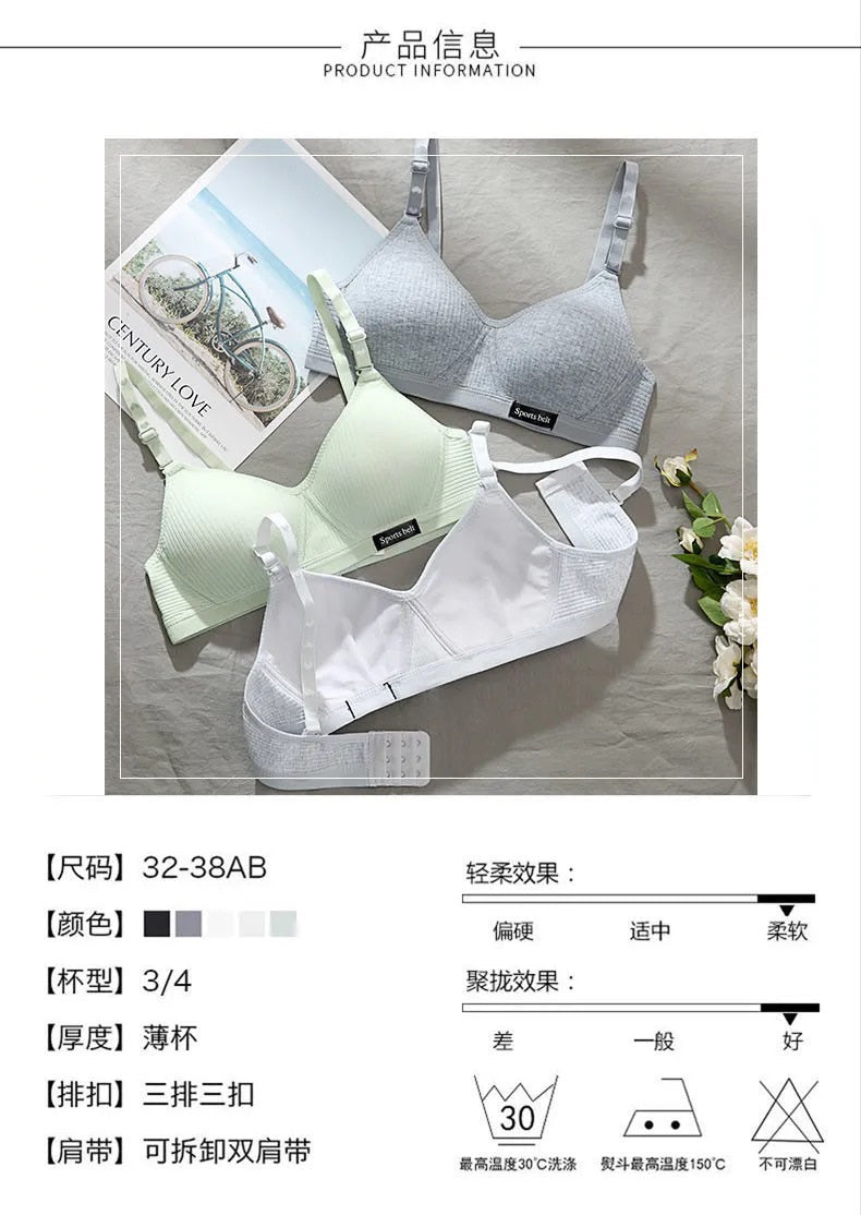 Cotton Underwear Women AB Cup Bra Wireless Gathered Comfort V Brassiere Push Up Lingerie Bralette For Women Seamleass Bras