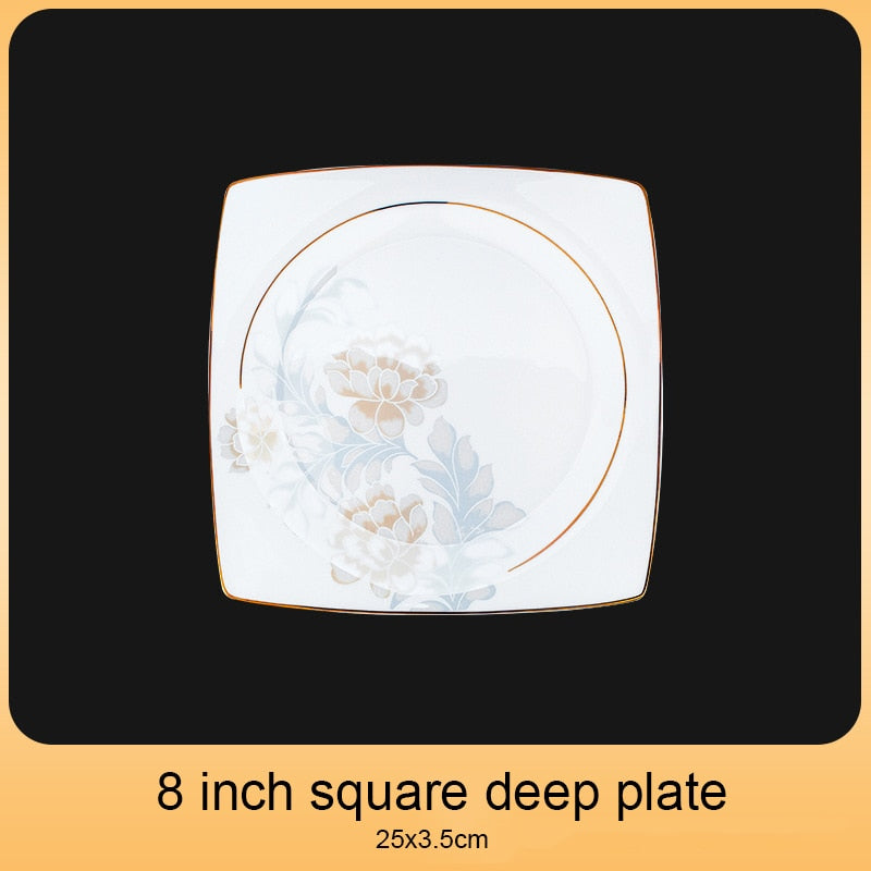 Dinning Table Plate Sets Food Ceramic Luxury Salad Porcelain Plates Dinner Sets Serving Aparelho De Jantar Dinnerware