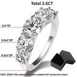 Smyoue 18k Plated 3.6CT All Moissanite Rings for Women 5 Stones Sparkling Diamond Wedding Band S925 Sterling Silver Jewelry
