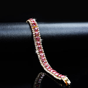 Pink Topaz Diamond Shaped Yellow Gold Filled Bracelets for Women Valentines Gift Wedding Fine Jewelry Wholesale