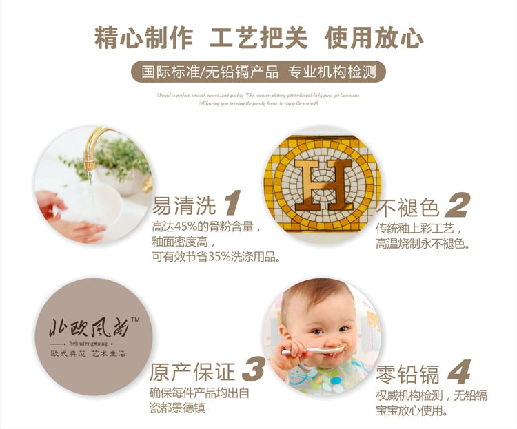 Free combination of high-end bone china single bowl dish Jingdezhen European luxury gilt edged tableware set