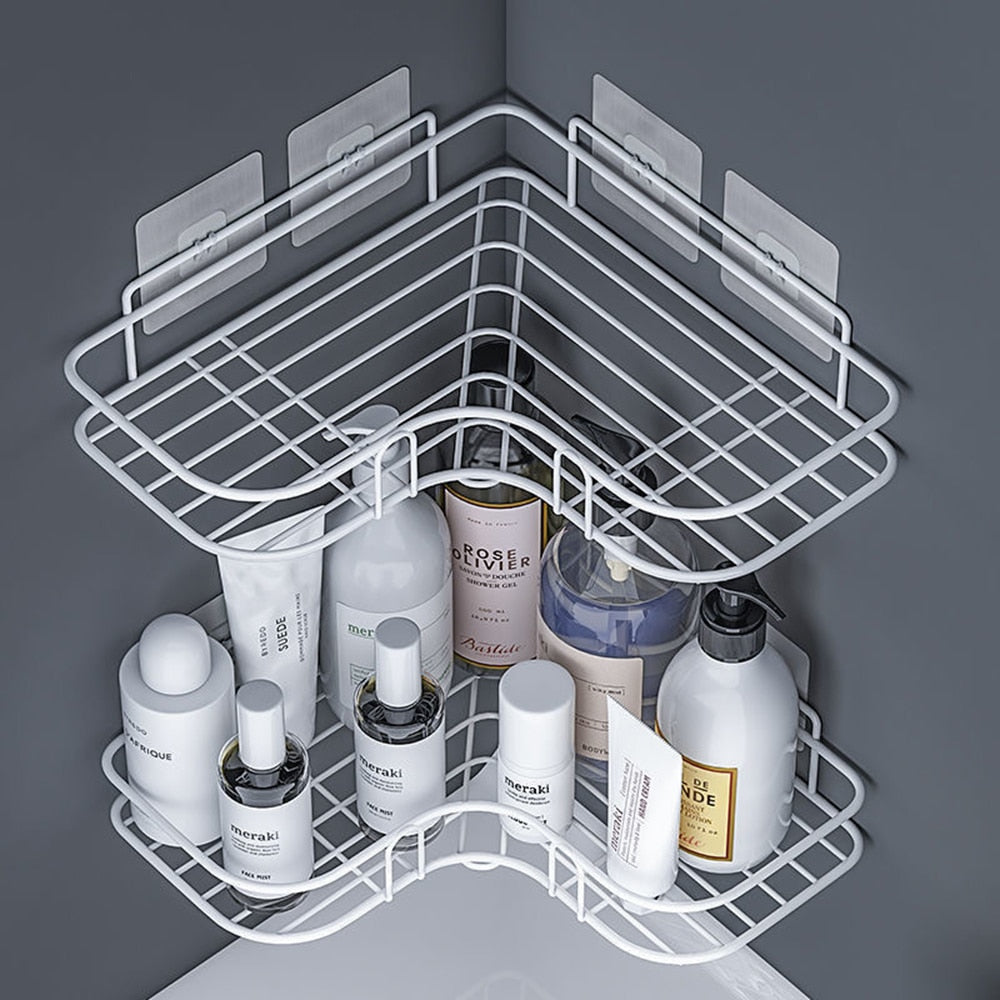 Bathroom Shelf Kitchen Organizer Shelves Corner Frame Iron Shower Caddy Storage Rack Shampoo Holder For Bathroom Accessories