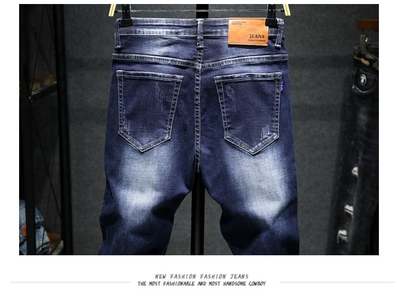 2022 Spring and Autumn New Men's Fashion Casual Versatile Stretch Jeans Long Pants Men's Slim Fit Large Size High Quality Pants