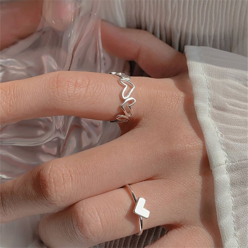 KOTiK Trendy Bohemian Midi Knuckle Ring Set For Women Gold Color Crystal Heart Flower Moon Geometric Finger Rings Jewelry Gifts