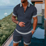 Men's Tracksuit Casual Summer Short Sleeve Polo Shirt and shorts Suit two-Piece Set Male Clothing Streetwear Clothes for Men