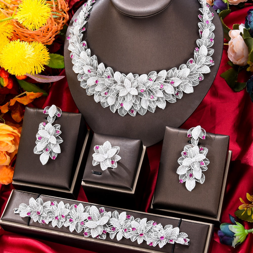 GODKI New Luxury 4pcs African Dubai Jewelry Sets For Women Wedding Party 5A Cubic Zirconia Indian Bridal Jewelry Set Gift