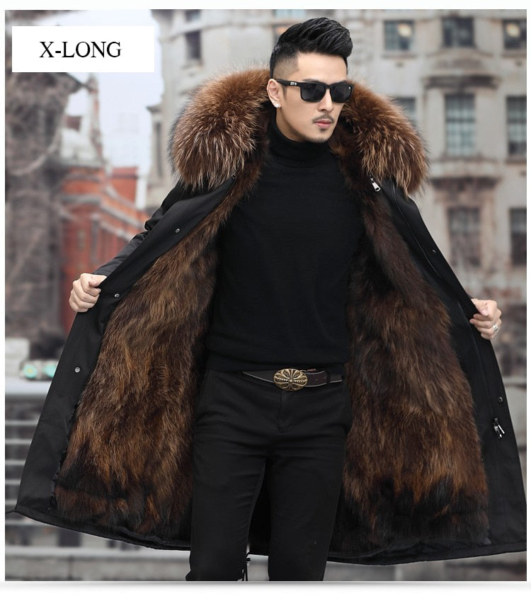 Waterproof Men Parka Winter Jacket 2022 New Fashion Warm Long Rabbit Fur Coat Man Parkas Natural Fox Fur Outerwear Streetwear