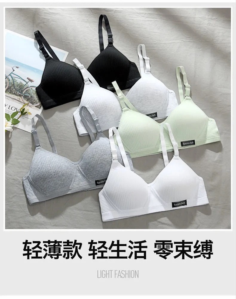 Cotton Underwear Women AB Cup Bra Wireless Gathered Comfort V Brassiere Push Up Lingerie Bralette For Women Seamleass Bras