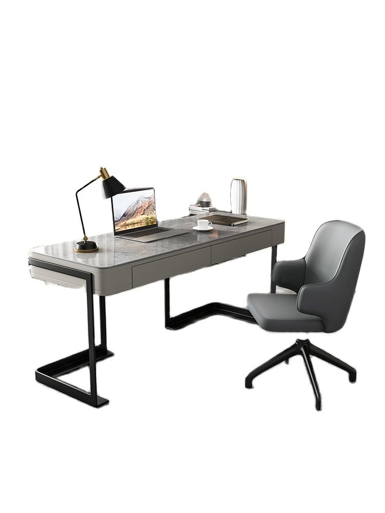 Minimalism, bright slate, desk and chair combination, modern minimalist luxury computer desk, online celebrity desk