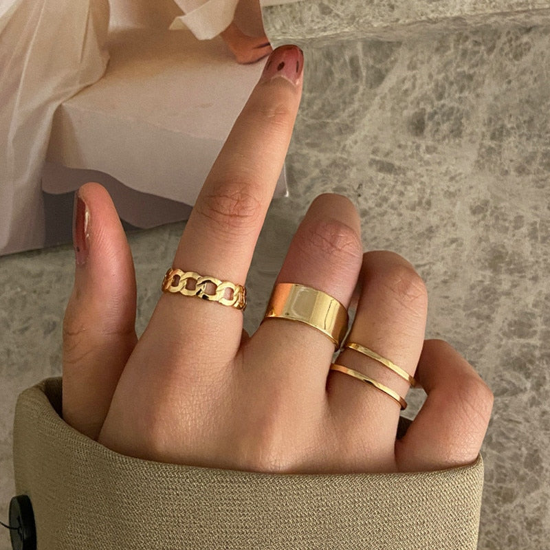 Boho Gold 22pcs Heart Rings Set For Women Vintage Geometric Cross Pearl Butterfly Finger Rings Women's 2022 Trendy Jewelry Gift