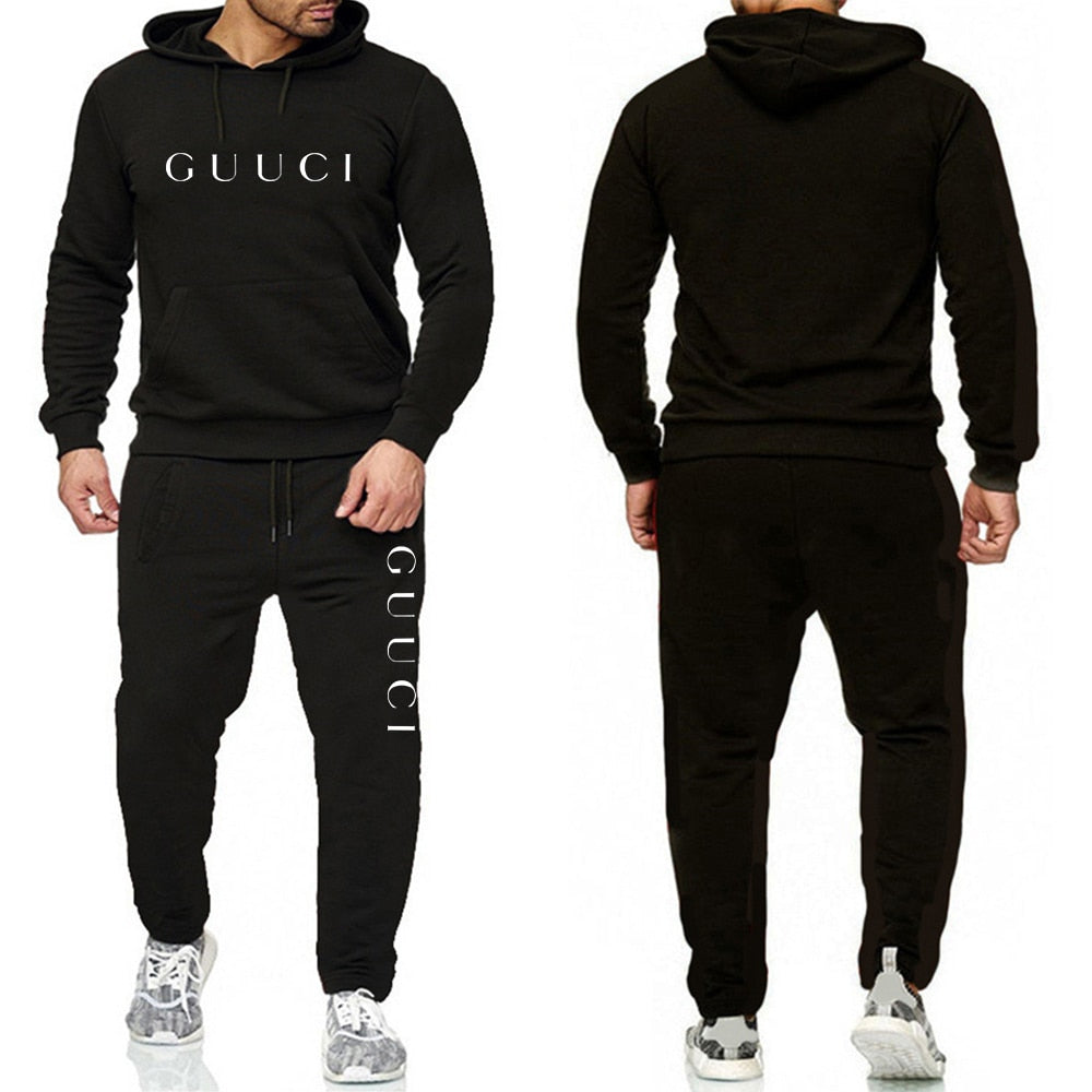 2023 Men's Hoodie Solid Color Printing Men's Hoodie Set Leisure Fashion Men's Tracksuit Hooded Sportswear S-4XL