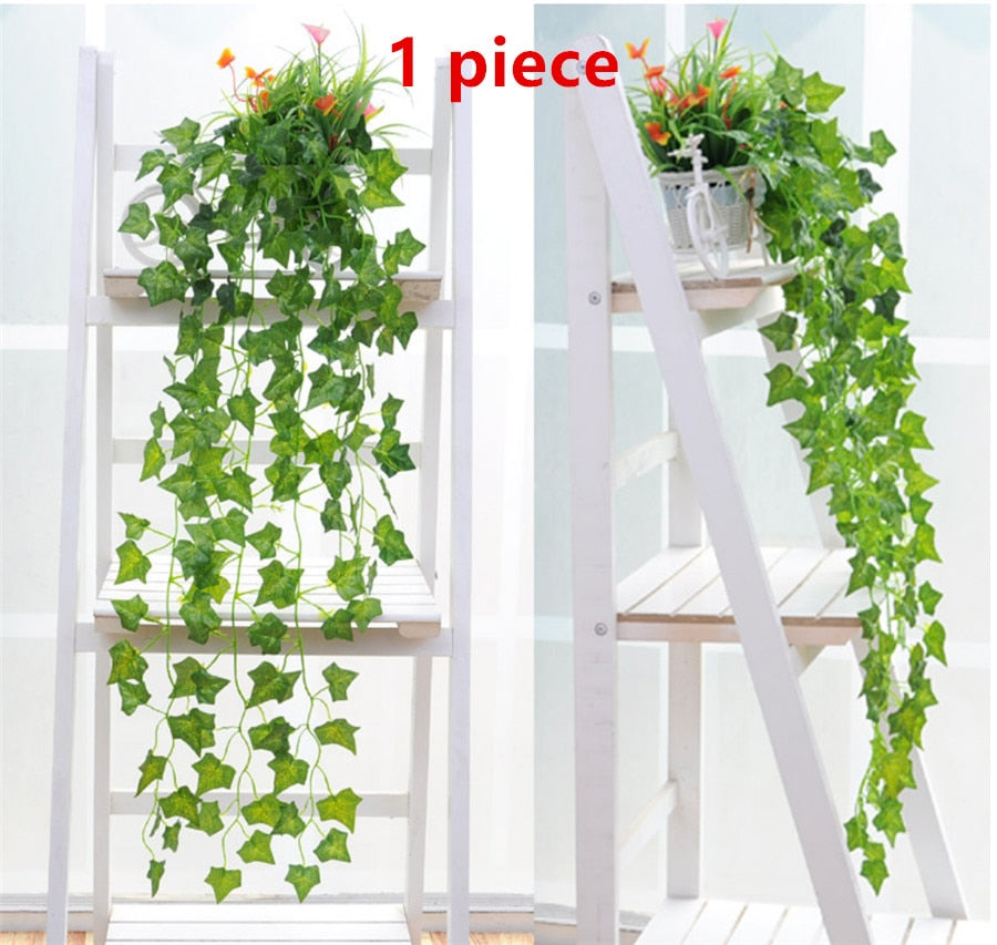 90cm Artificial Vine Plants Hanging Ivy Green Leaves Garland Radish Seaweed Grape Fake Flowers Home Garden Wall Party Decoration