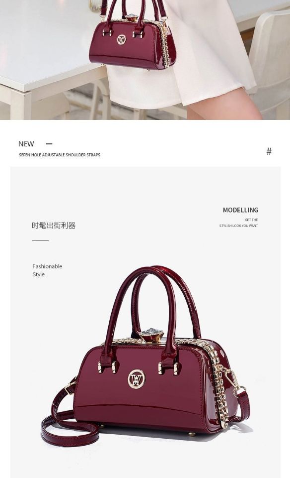 2022 New Quality Luxury Evening Lady Messenger Bag Ladies Handbags Patent Leather Ladies Shoulder Bag Design Wedding Party Bags