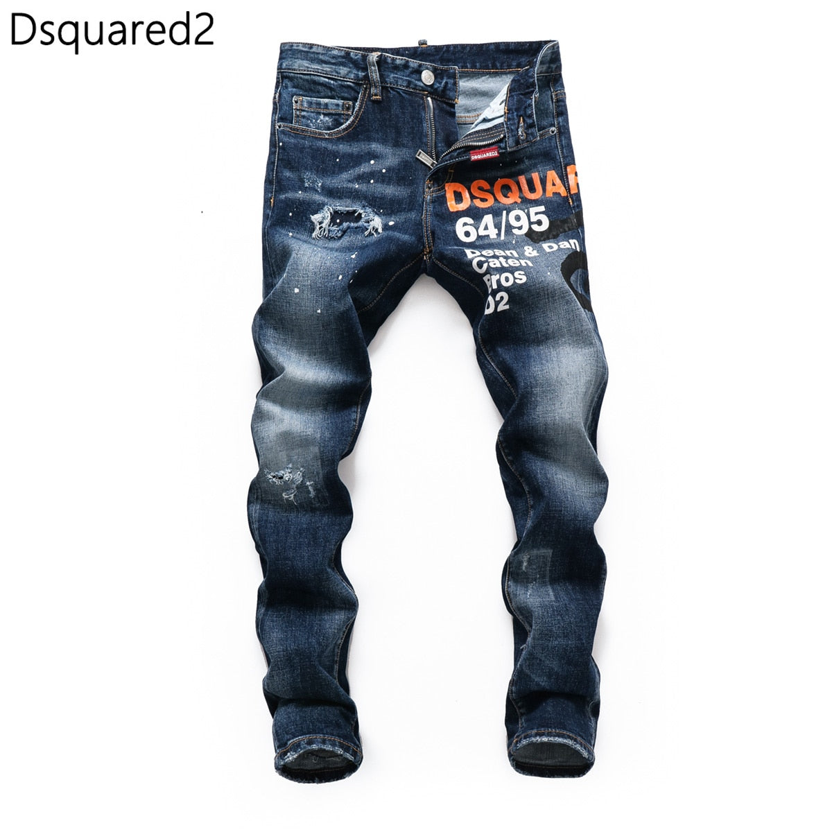 Dsquared2 jeans original quality dsq2 brand mens jeans Men straight denim trousers zipper Slim blue hole elastic jeans men