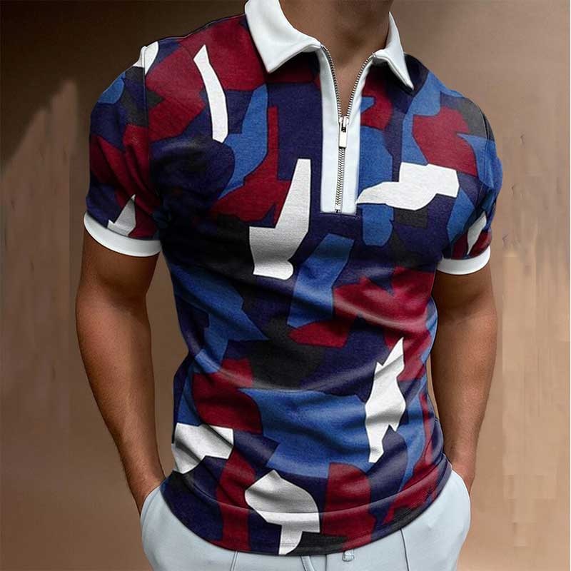 New Men Polo Shirts Summer High Quality Casual Brand Short Sleeve Solid Mens Shirts Turn-Down Collar Zippers TEES Tops Men 2022