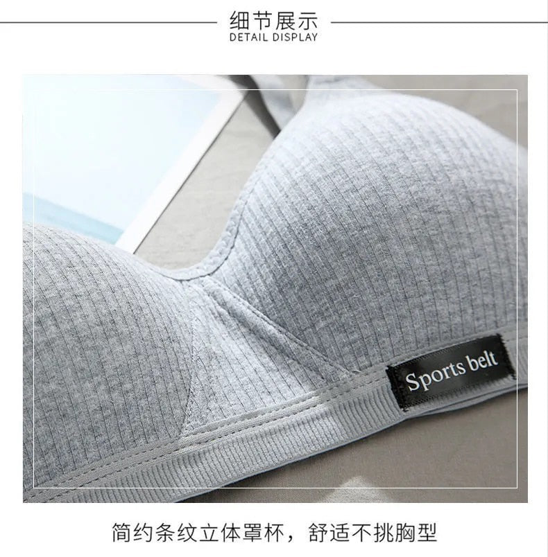 Cotton Underwear Women AB Cup Bra Wireless Gathered Comfort V Brassiere Push Up Lingerie Bralette For Women Seamleass Bras