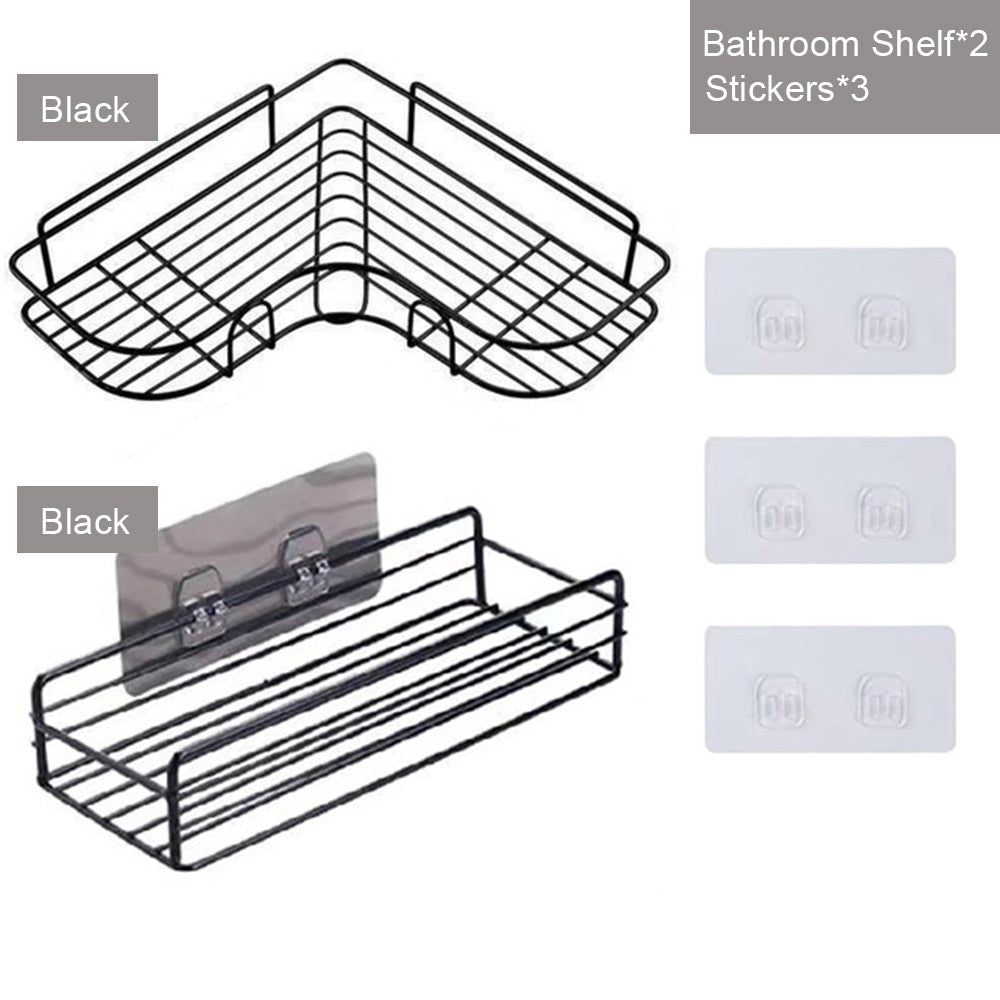 Bathroom Shelf Kitchen Organizer Shelves Corner Frame Iron Shower Caddy Storage Rack Shampoo Holder For Bathroom Accessories