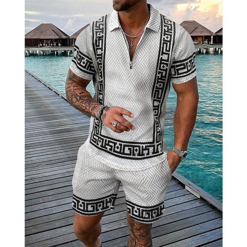 Summer Polo Shirts Shorts Set Men Luxury Brand Male Clothing Short-Sleeved Tracksuit Streetwear Casual Social T Shirt Lapel Suit