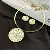 Statement Choker Necklaces Jewelry Sets Circle Alloy Pendant Collar Torques Punk Metal Fashion Sets With Earrings 2022 UKMOC