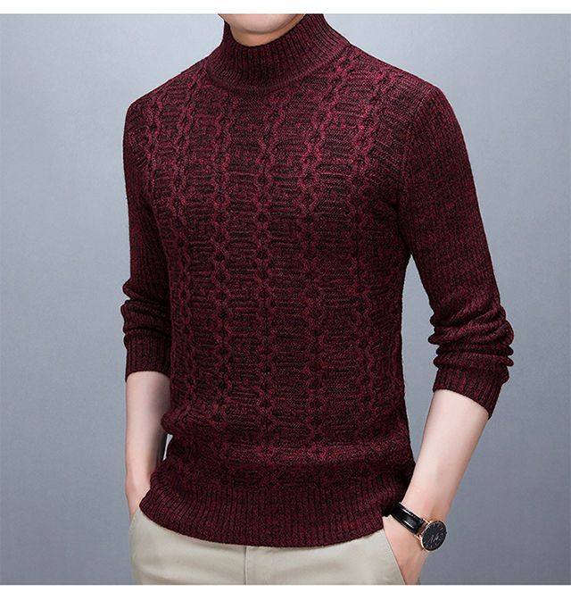 Stylish Solid Color Stand Collar Loose All-match Knitted Sweater Men Clothing 2022 Autumn New Casual Pullovers Warm Korean Tops