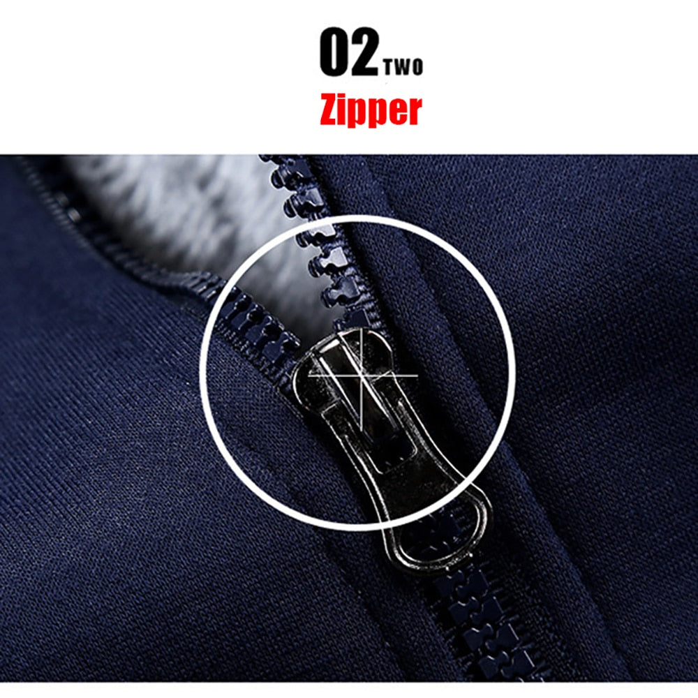 Winter Thicken Zipper Jackets for Men Fleece Hooded Streetwear Man Casual Warm Coats Long Sleeve Hooded Parkas Men's Clothes